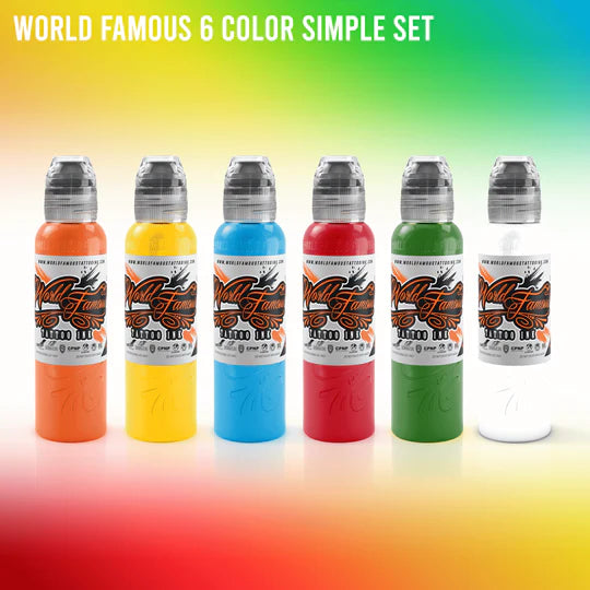 World Famous Tattoo Ink - Simple Set - 6 Colours