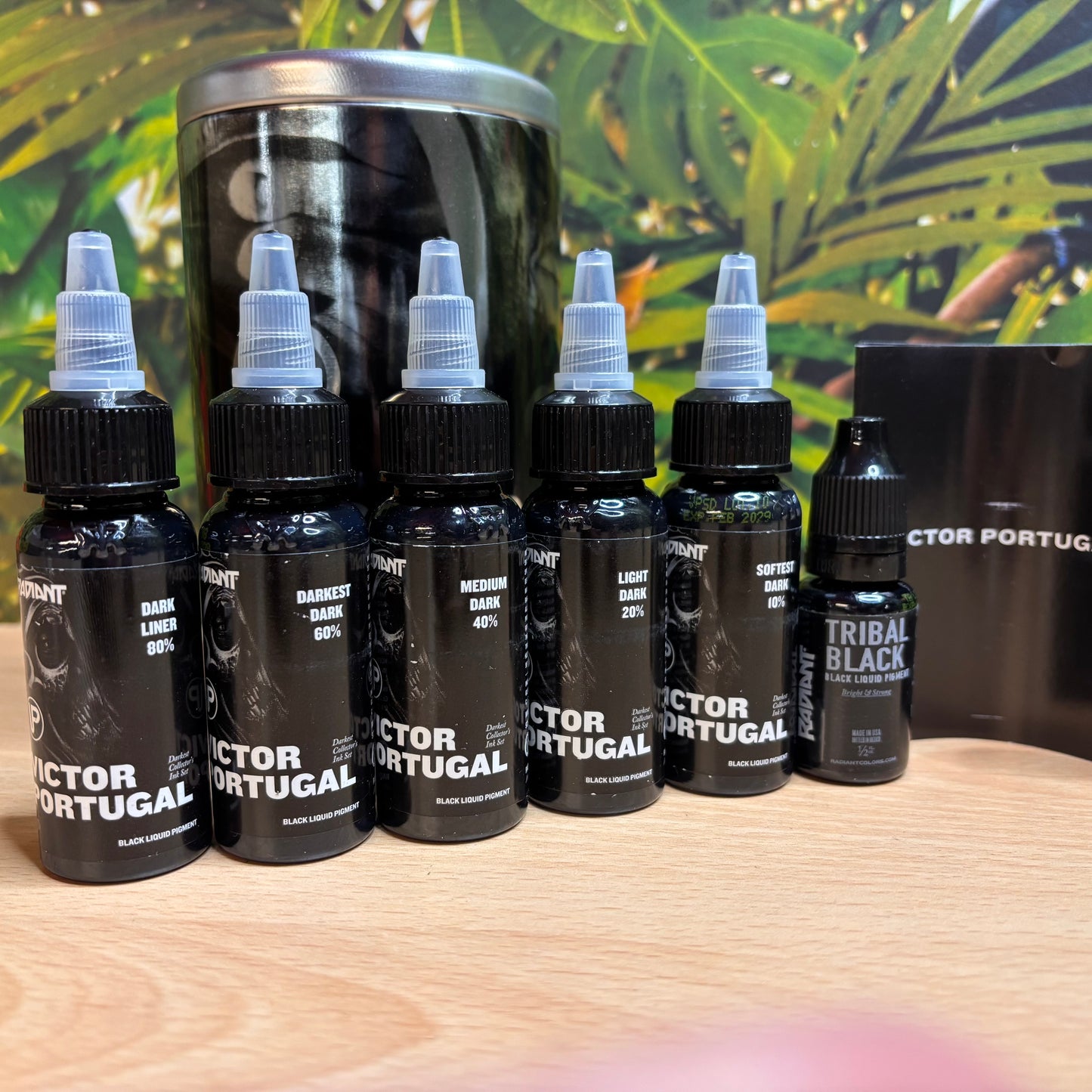 Radiant Tattoo Ink - Victor Portugal 'Darkest' Black & Grey Collector's Ink Set