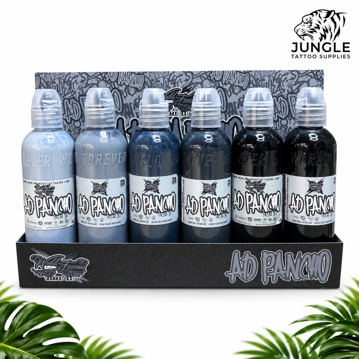 World Famous Tattoo Ink - A D Pancho - Pastel Grey Set - 1oz Bottles