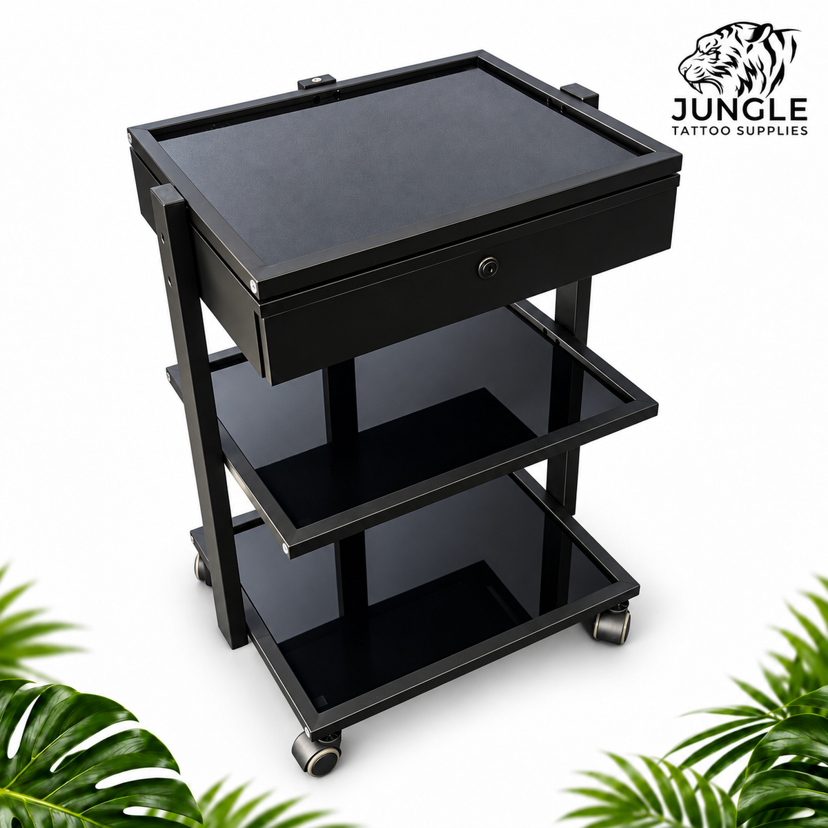 Luxury Glass Trolley - with Lockable Drawer