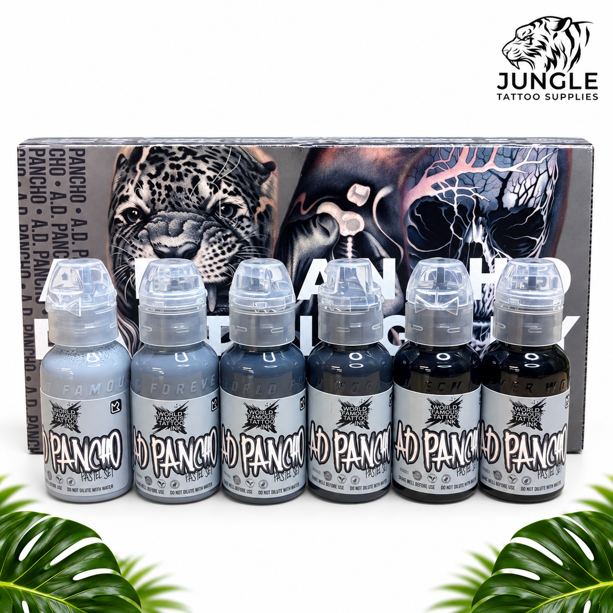 World Famous Tattoo Ink - A D Pancho - Pastel Grey Set - 1oz Bottles