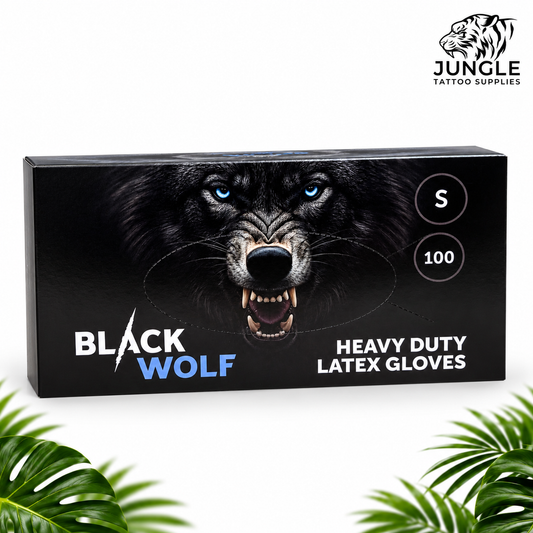 Black Wolf - Black Latex Tattooist Gloves