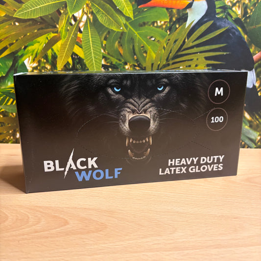 Black Wolf - Black Latex Tattooist Gloves